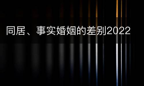 同居、事实婚姻的差别2022