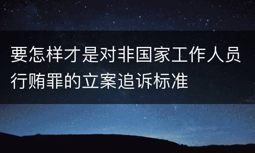 要怎样才是对非国家工作人员行贿罪的立案追诉标准