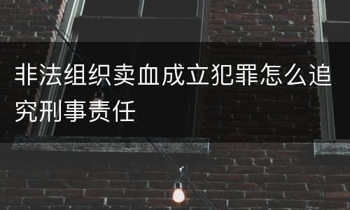非法组织卖血成立犯罪怎么追究刑事责任