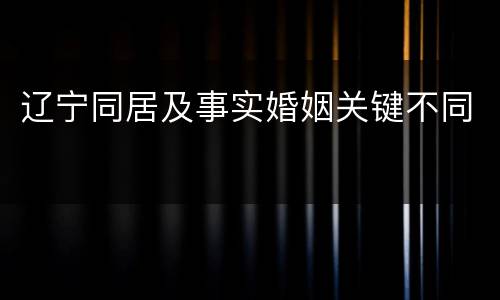 辽宁同居及事实婚姻关键不同