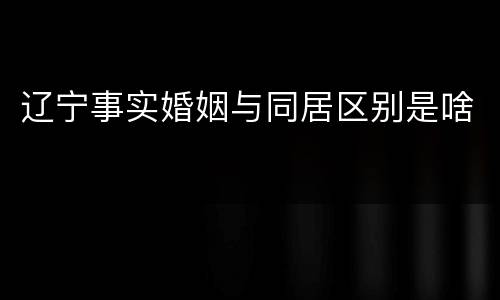 辽宁事实婚姻与同居区别是啥