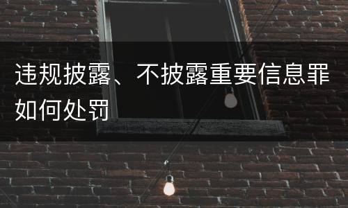 违规披露、不披露重要信息罪如何处罚