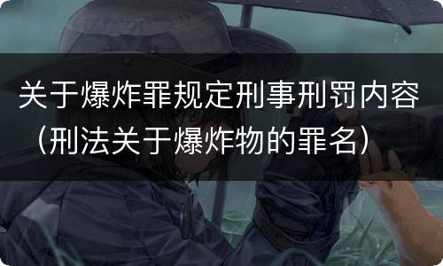 关于爆炸罪规定刑事刑罚内容（刑法关于爆炸物的罪名）