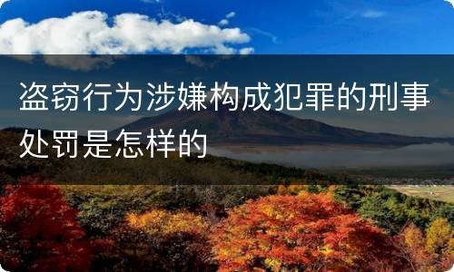 盗窃行为涉嫌构成犯罪的刑事处罚是怎样的