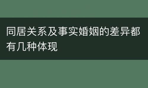 同居关系及事实婚姻的差异都有几种体现