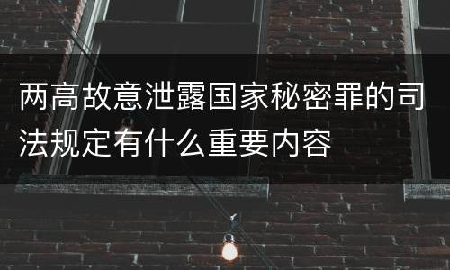两高故意泄露国家秘密罪的司法规定有什么重要内容