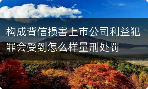构成背信损害上市公司利益犯罪会受到怎么样量刑处罚