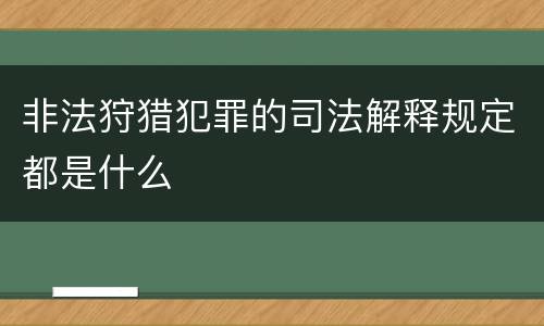 非法狩猎犯罪的司法解释规定都是什么