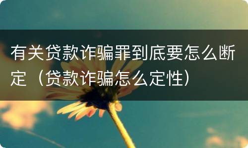 有关贷款诈骗罪到底要怎么断定（贷款诈骗怎么定性）