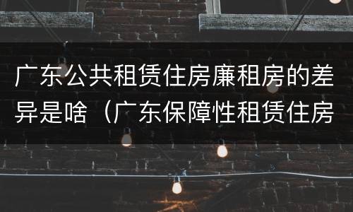 广东公共租赁住房廉租房的差异是啥（广东保障性租赁住房）