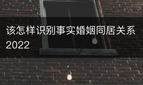 该怎样识别事实婚姻同居关系2022