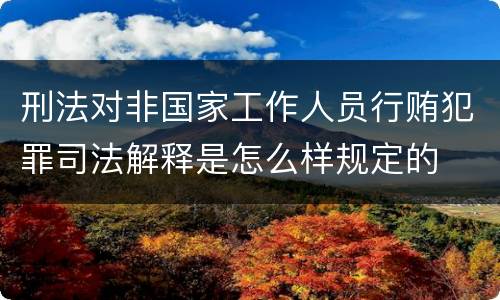 刑法对非国家工作人员行贿犯罪司法解释是怎么样规定的
