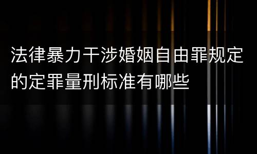 法律暴力干涉婚姻自由罪规定的定罪量刑标准有哪些