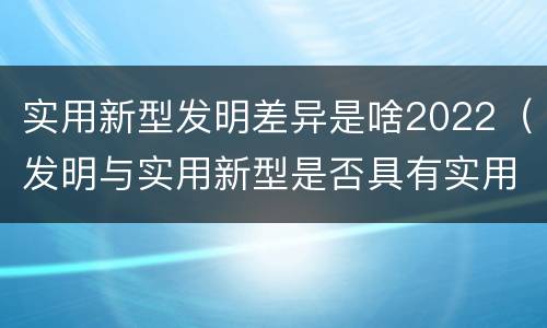 实用新型发明差异是啥2022（发明与实用新型是否具有实用性）