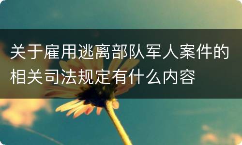关于雇用逃离部队军人案件的相关司法规定有什么内容