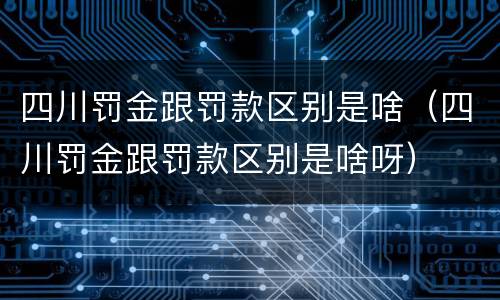四川罚金跟罚款区别是啥（四川罚金跟罚款区别是啥呀）
