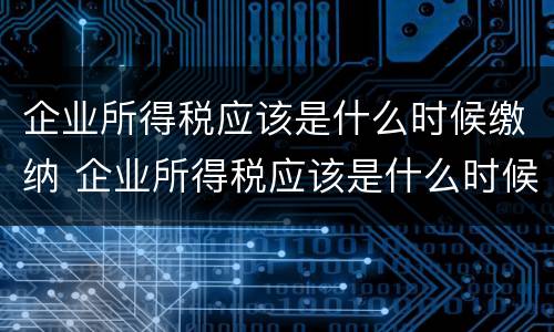 企业所得税应该是什么时候缴纳 企业所得税应该是什么时候缴纳的