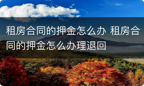 租房合同的押金怎么办 租房合同的押金怎么办理退回