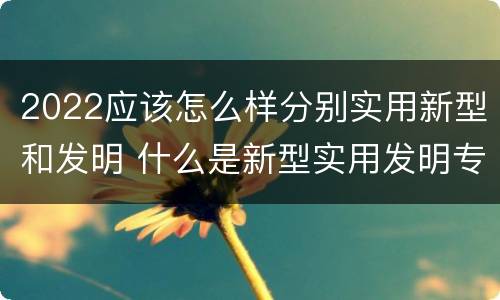 2022应该怎么样分别实用新型和发明 什么是新型实用发明专利