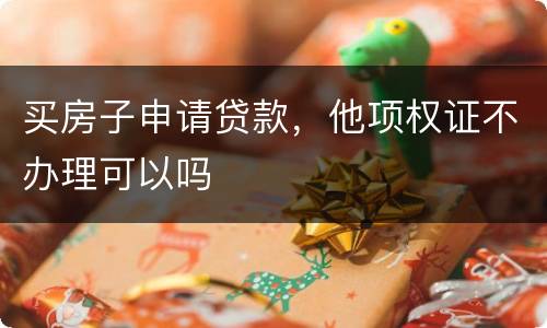 买房子申请贷款,他项权证不办理可以吗