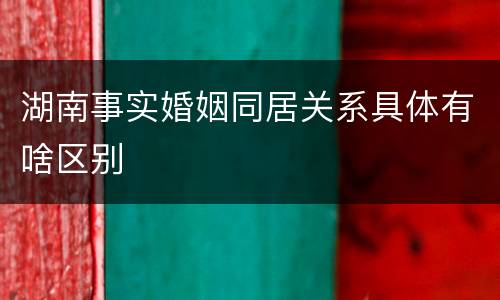 湖南事实婚姻同居关系具体有啥区别