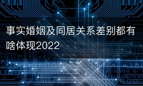 事实婚姻及同居关系差别都有啥体现2022