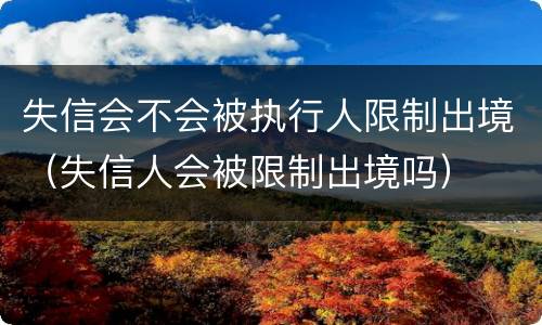 失信会不会被执行人限制出境（失信人会被限制出境吗）