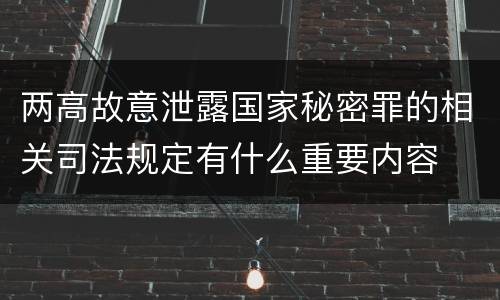 两高故意泄露国家秘密罪的相关司法规定有什么重要内容