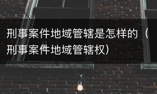 刑事案件地域管辖是怎样的（刑事案件地域管辖权）