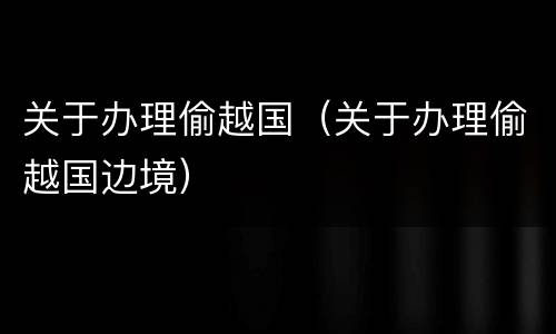 关于办理偷越国（关于办理偷越国边境）