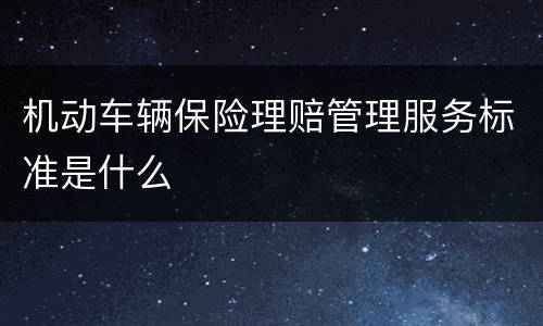 机动车辆保险理赔管理服务标准是什么