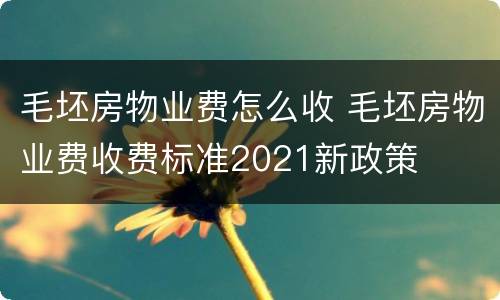 毛坯房物业费怎么收 毛坯房物业费收费标准2021新政策