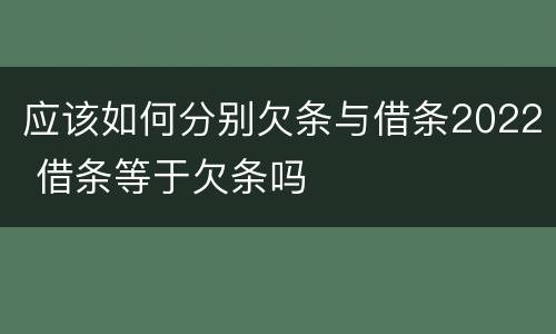 应该如何分别欠条与借条2022 借条等于欠条吗