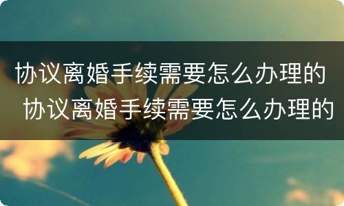 协议离婚手续需要怎么办理的 协议离婚手续需要怎么办理的材料