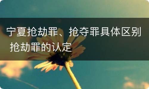 宁夏抢劫罪、抢夺罪具体区别 抢劫罪的认定