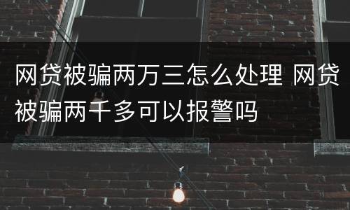 网贷被骗两万三怎么处理 网贷被骗两千多可以报警吗