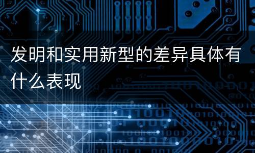 发明和实用新型的差异具体有什么表现
