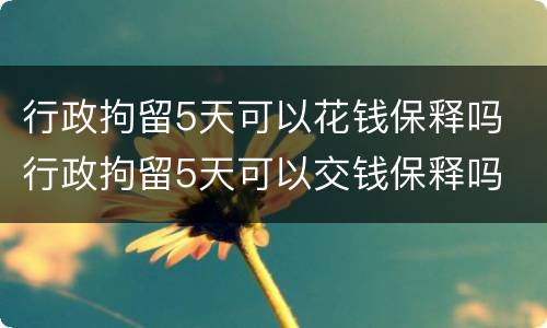 行政拘留5天可以花钱保释吗 行政拘留5天可以交钱保释吗