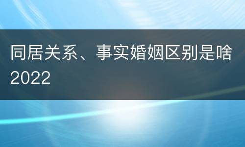 同居关系、事实婚姻区别是啥2022