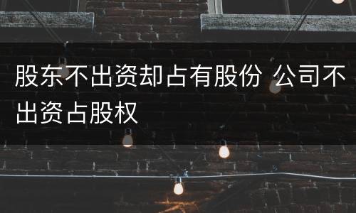 股东不出资却占有股份 公司不出资占股权