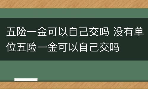 五险一金可以自己交吗 没有单位五险一金可以自己交吗