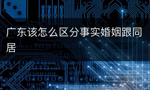 广东该怎么区分事实婚姻跟同居