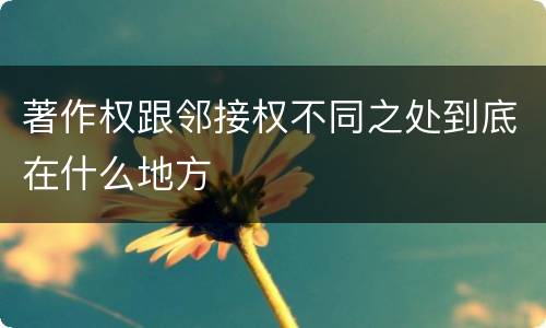 著作权跟邻接权不同之处到底在什么地方