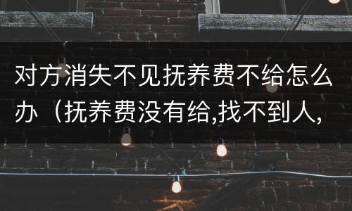 对方消失不见抚养费不给怎么办（抚养费没有给,找不到人,也没有财产怎么办）