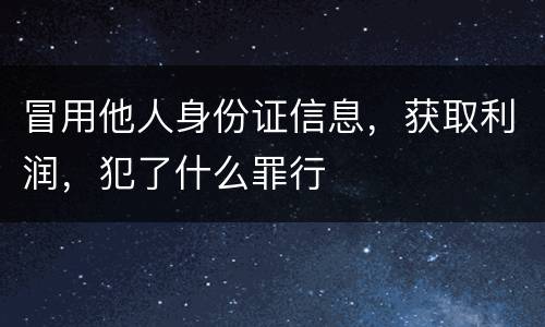 冒用他人身份证信息，获取利润，犯了什么罪行