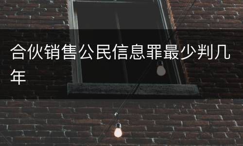合伙销售公民信息罪最少判几年