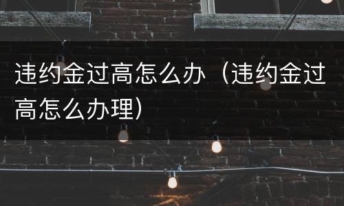 违约金过高怎么办（违约金过高怎么办理）