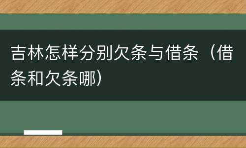 吉林怎样分别欠条与借条（借条和欠条哪）