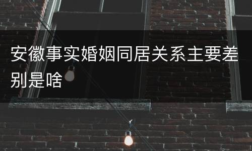 安徽事实婚姻同居关系主要差别是啥