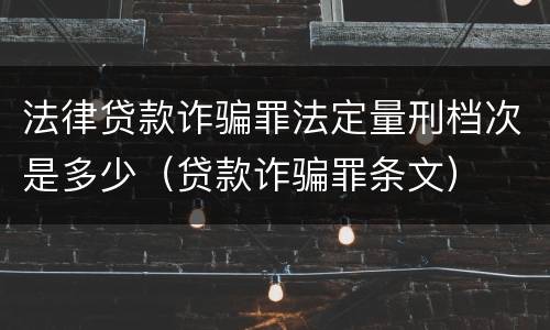 法律贷款诈骗罪法定量刑档次是多少（贷款诈骗罪条文）